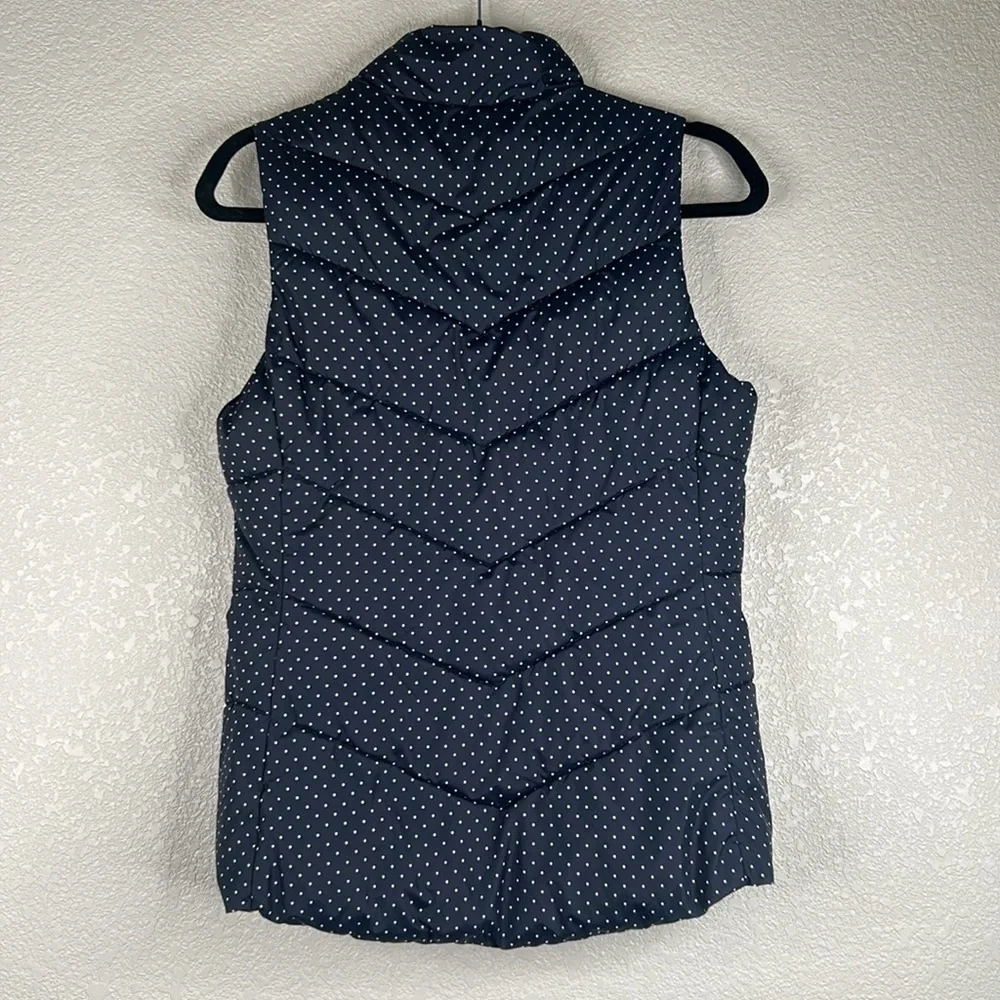 GAP Navy Blue Women's Zip Down Button Up Polka‎ Dot Classic Puffer Vest Size XS